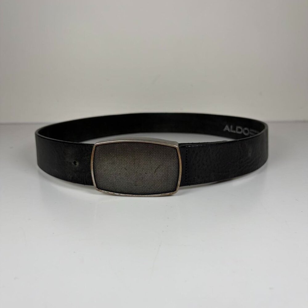 2000s Big Square Buckle Leather Belt